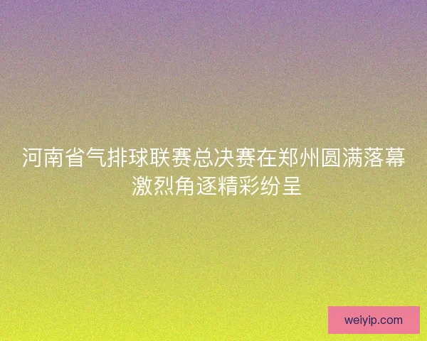 河南省气排球联赛总决赛在郑州圆满落幕 激烈角逐精彩纷呈