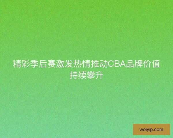 精彩季后赛激发热情推动CBA品牌价值持续攀升
